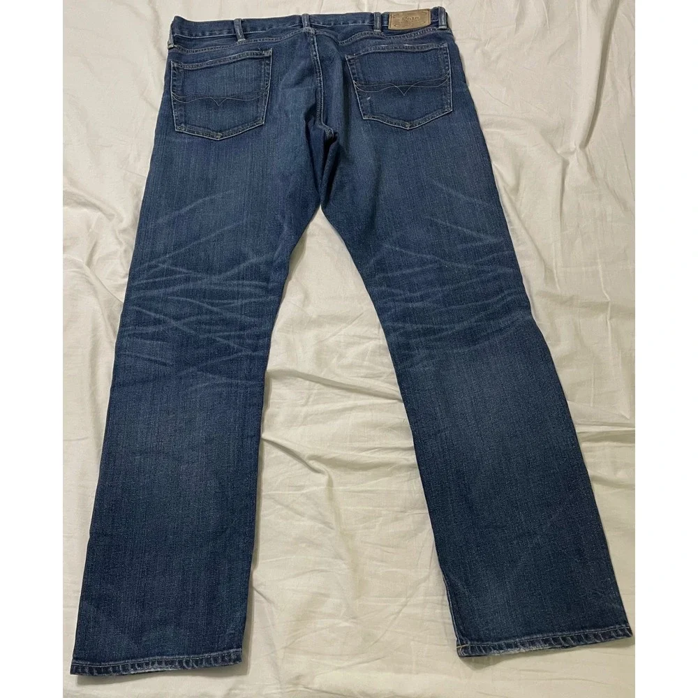 Polo Ralph Lauren Jeans Mens 38x32 Blue Varick Slim Straight Stretch Denim